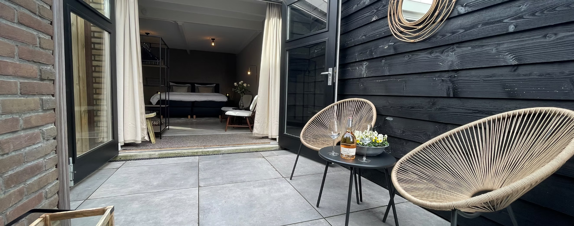 La Siesta terrace opening into the intimate suite